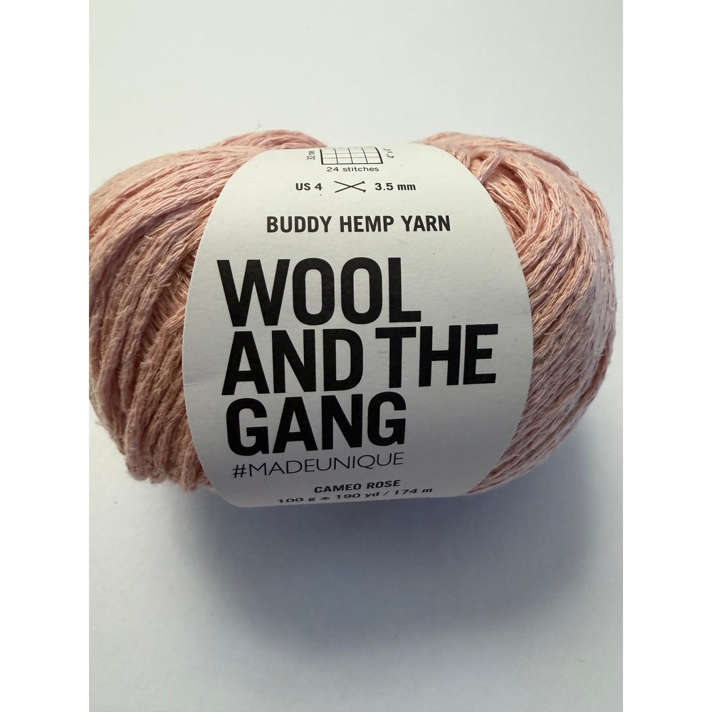 New Wool And The Gang Buddy Hemp Yarn‎ 100g Cameo Rose Pink Organic Cotton Blend